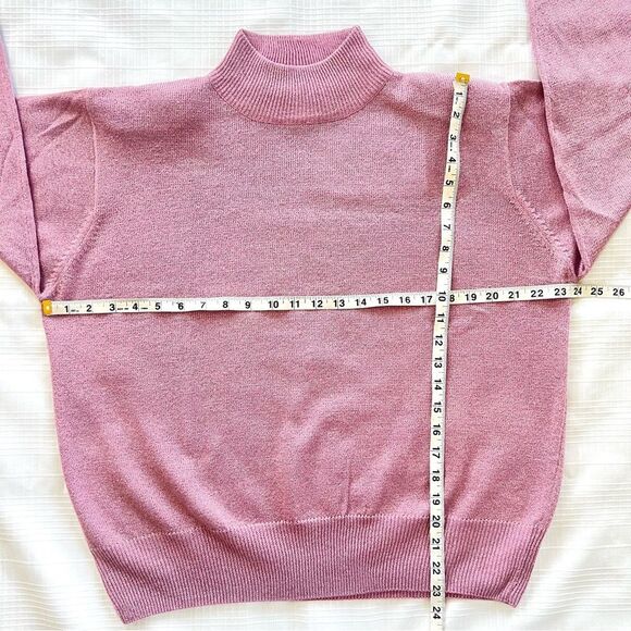 VTG Dressbarn Powder Pink Shimmer Mock Cowl  Sweater SZ XL - Picture 8 of 15
